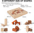 MOMOARI Set 86 6 3 Alphabet Number Early Math Wooden Building Blocks - Blocks in Shapes with Wooden Storage Tray.