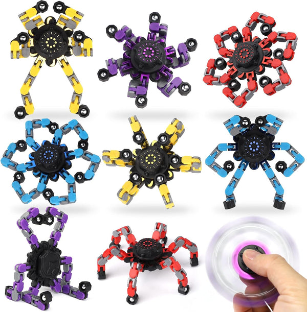 LNCOJOLM 10 PCS Robot Fidget Spinner Transformable Chain Toy for Kids Adults, Deformable