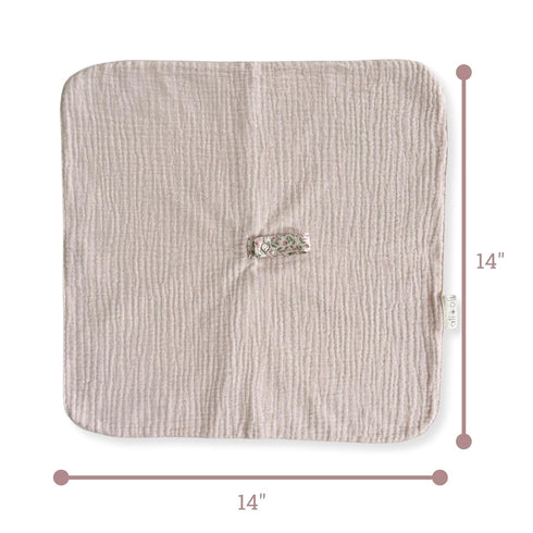 (15x15) Ali+Oli Pacifier Blanket Holder (Pink Flowers) Soft Muslin Cotton Cuddle Blanket with Button Snap Closure