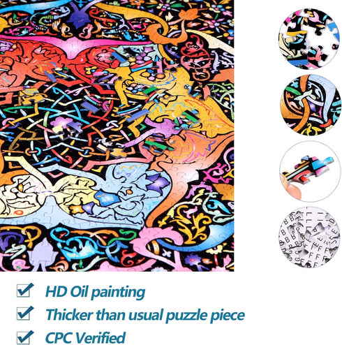Bgraamiens 1000 Pieces Round Puzzle - Mandala Blossom Color Challenge Jigsaw Puzzles for Adults and Kids