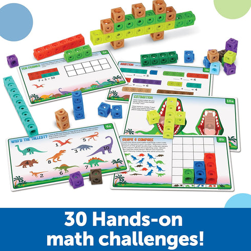 Learning Resources MathLink Cubes Kindergarten Math Activity Set, Dino Time! 115 Pieces for Ages 5+