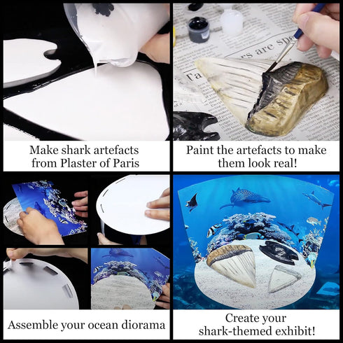 WILD ENVIRONMENTAL SCIENCE Extreme Sharks of the World Craft Kit - Study Models and Dioramas for Ages 6+