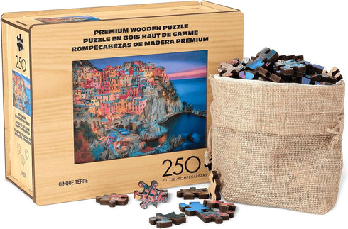 Buffalo Games Cinque Terre Wood Puzzle, 250 Piece Standard Cut Jigsaw Puzzle