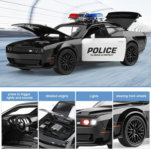 3-12 1:32 3+ (Police-1:32 SASBSC Police Car Toy for Boys Age Diecast Metal Model Cars for Kids with Light and Sound