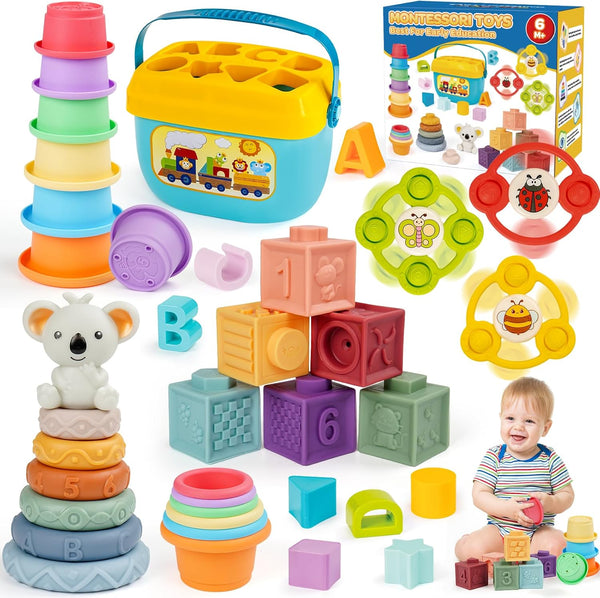 Montessori Toys for Babies Ages 61218 Months with Sensory Shape Sorter Matching