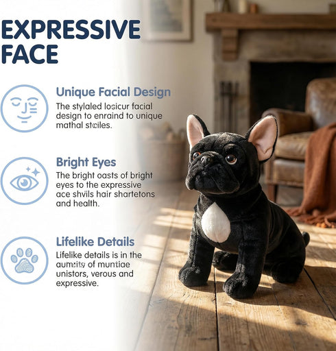 ZHONGXIN MADE 13" Black Bulldog Plush Toy - Realistic Standing Black Bulldog Dog Stuffed Animal, Cute Dog Puppy Plushie