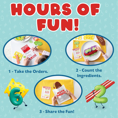 3 100+ 10 Peaceable Kingdom Math Sandwich Game: Preschool Math Games for Kids Ages and Up Includes Felt Food Pieces