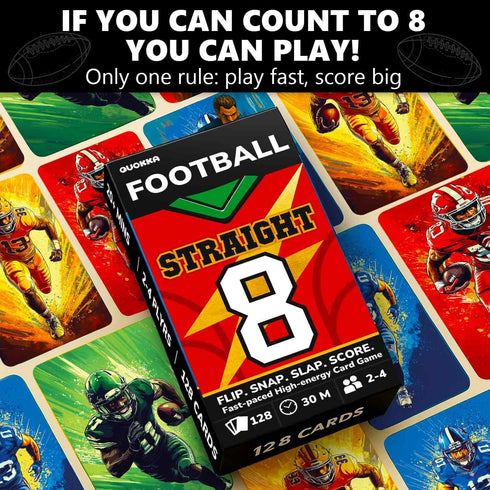 128 2-4 8+ QUOKKA Football Fast-Paced Card Game for Kids & Adults Cards & Easy Rules Quick & Fun Matching Game Players