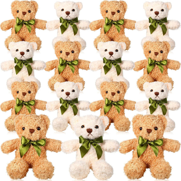 HyDren 18 Pack Bear Stuffed Animals - 10 Inch Plush Bears with Bow Tie for Baby Shower Birthday Party Favors (Beige,