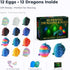 MiniMythos Toys 12 Pack 3D Set, Printed Dragon Eggs with Dragons Inside, Mini Articulated Crystal Dragon Figures