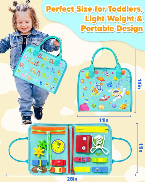 Exorany Busy Board Montessori Toys for Toddler Boy Girl Birthday Gifts, Busy Book Sensory Learning Toys for Toddlers