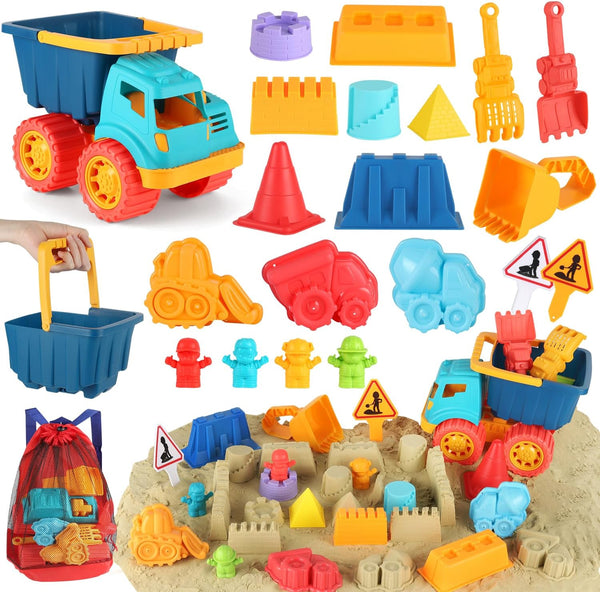 Elovien Beach Sand Toys, Large Dump Truck with Bucket, Sandbox Construction Toy