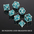 D&D Hollow Metal Blue White Dragons Polyhedral Dice Set for Dungeons and Dragons RPG Tabletop Games