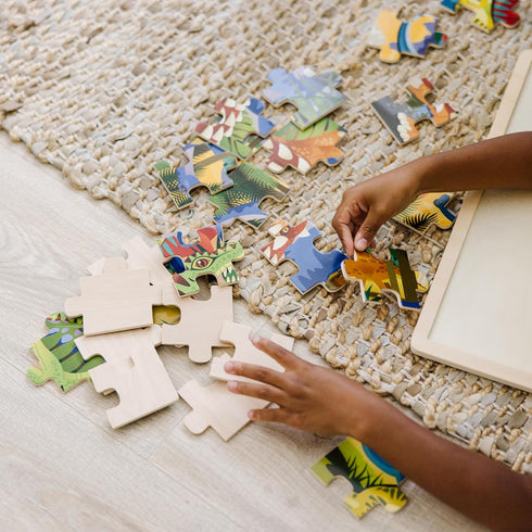 Melissa & Doug Dinosaurs Wooden Jigsaw Puzzle with Storage Tray, 24 pcs