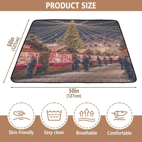 GuoChe 50'' 50'' Christmas Market Lights Night View Soft Foam Baby Play Mat for Indoor Outdoor Non-Toxic Baby Kick