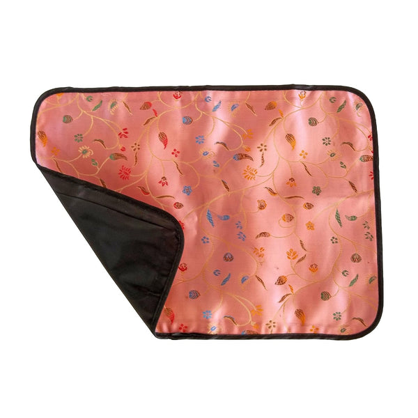 G&Z Light Pink Asian Brocade Diaper Changing Pad 14 x 10.5 Inch Chili