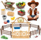 36PCS Farm Toys for Kids, Realistic Horse Stable Playset with Fence &
