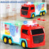 Light Up Sensory Car Toy for Kids, Transparent Gear Fire Truck with Colorful Moving Gears, Music and Lights