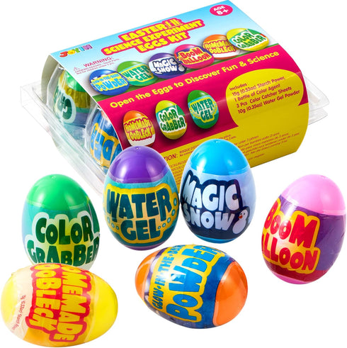 JOYIN 6pcs Prefilled Easter Eggs with Toys, Plastic Eggs with Science Experiment,