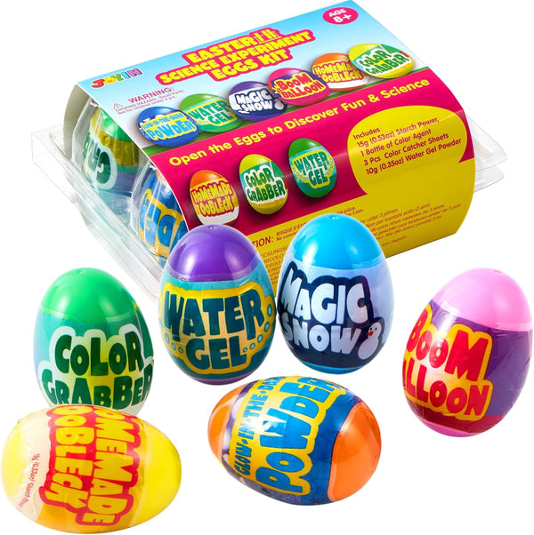 JOYIN 6pcs Prefilled Easter Eggs with Toys, Plastic Eggs with Science Experiment,