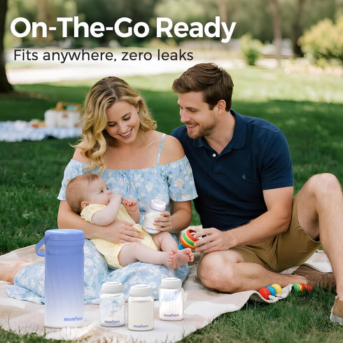 4 Pack, 10oz MOMFANN Breastmilk Storage Bottle Milk Storage Bottle Wide-Neck Fit for Most Nipples, Leak-Proof