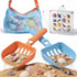 LullaBlock 2 Pack Beach Sand Sifter with Seashell Bags & Shell Display Case,