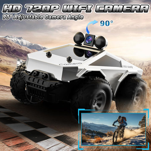 720P 1:28 RC Cars with Camera Remote Control Truck with HD FPV Camera, All-Terrain Remote Control Car with Body Light