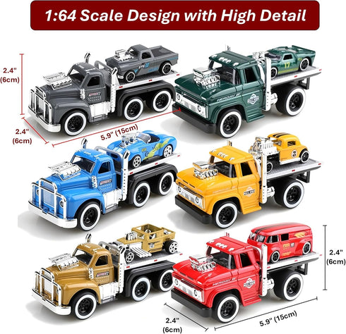 Elementoy Rollback 1:64 2 1 Playset Flatbed Tow Truck Toy Scale Diecast Model Car Hot Rod, Muscle Trailer Series