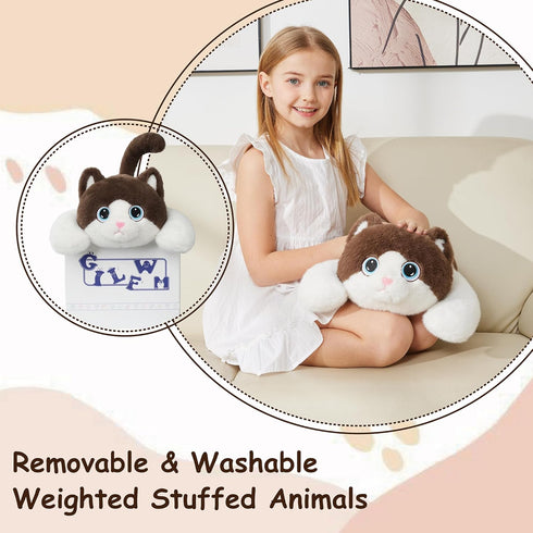 21.3" 3 lbs GILFWM Weighted Stuffed Animals Cat - Cute Toy Pillow Plushie Gifts for Kids Boys Girls & Adults, Soft