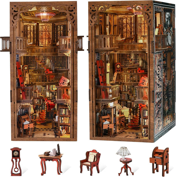 MiniCity Book Nook Kit, DIY Dollhouse Booknook, Book Nook Miniature Kit for