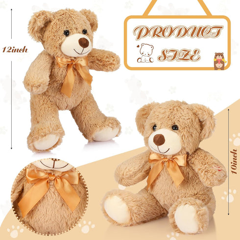 Liliful Remembrance Bow Bear Plush, 12 Inch Brown Soft Doll with Recorder for Gifts