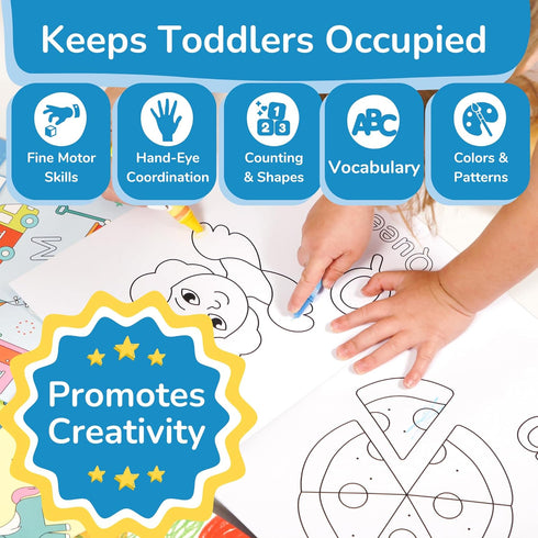 1+,2,3,4 TOYVENTIVE Toddler Coloring Books & Crayons, Toys & Birthday Gifts for Years Old Girls, Toddlers