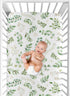 Sweet Jojo Designs Floral Leaf Girl Fitted Crib Sheet, Baby or Toddler Bed Nursery, Green and White Boho Watercolor