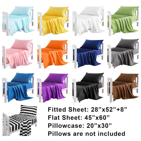 Set 3-Piece Set NTBAY Toddler Sheet - Microfiber Crib Sheet - Flat Sheet, Fitted Sheet, Pillowcase - Solid Toddler