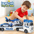 3 4 5 6 7 8 25" Kids Toys for Years Old Boys, Police Truck Toy with Racing Car and Helicopter, Toddler Friction Powered