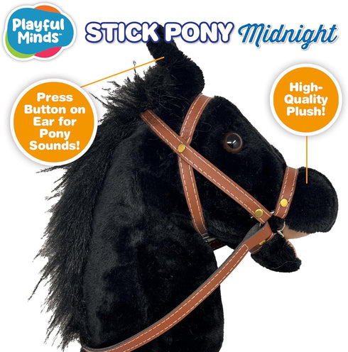 Nature Bound Stick Horse | Horse on a Stick with Sound Effects Handcrafted Plush Stick Pony for Toddlers & Kids |