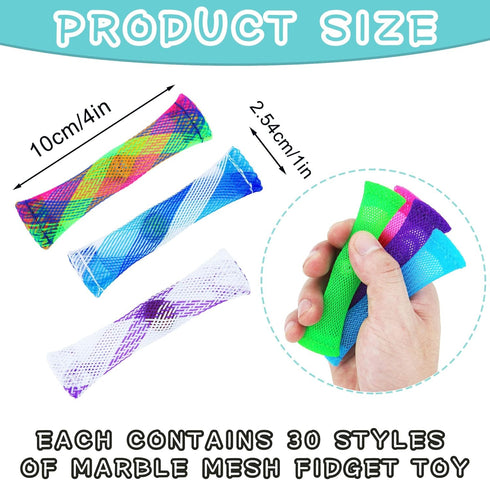 44 Pcs Mixed Color Marble Mesh Fidget Toy - Stress Relieve Toy for Adults and Children, ADHD ADD OCD Autism