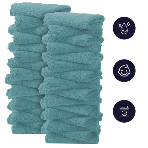 32 Pack 10x10 Inch Baby Washcloths - Luxury Coral Fleece - Absorbent and Soft Wash Clothes for Newborns, Infants