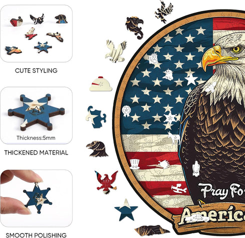Eagle Wooden Jigsaw Puzzles - 200 Pieces, 11.1 * 11.2 in - Beautiful Wooden Puzzle with Box