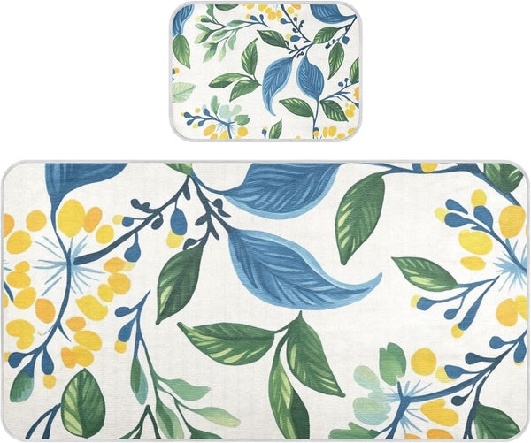 SyXIOP Vintage Floral Motifs Green Leaves Cooling Baby Waterproof Crib Mattress Protector 28"