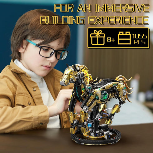 PLAYBRIX Sets, 8-14 (1055PCS) Mechanical Horse Building Compatible with Lego Animals, Animal Collection Toy, Home