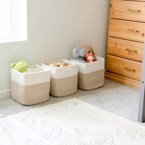 NaturalCozy 13 Inch 3-Pack 13 13 Closet Cube Storage Bins Cotton Rope Woven Baskets for Organizing | x Storage Cubes |