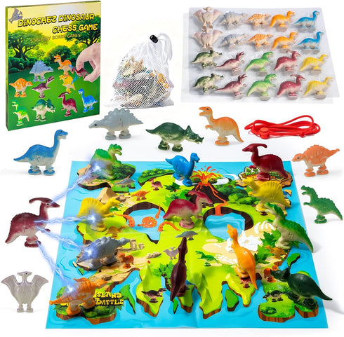 Dinochez Dinosaur Chess Game, 20Pcs Dinosaur Stones & Portable Storage Bag, Strategy