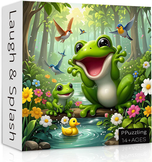 PPuzzling Cute Forest Frog Puzzles for Adults 1000 Pieces, Nature Animal Scene Jigsaw