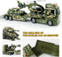 Toys,25.6" 2 3 4 5 Dwi Dowellin Green Military Big Truck Semi Truck Toy with Helicopters and Tank,Army Toys with Lights