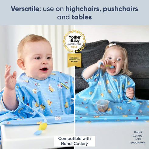 BIBaDO Coverall Baby Feeding Bibs, Weaning Bib, Easy to Clean Baby Bibs for Eating, Adjustable High Chair