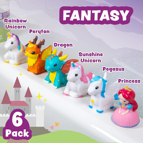 6 Pack Tub Works Fantasy Watertight Bath Toys, | Sealed, No Hole Bath Toys Design Keeps Moisture Out | Soft, Squeezable