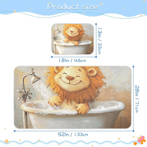 voucong 28" 52" Cartoon Lion Vintage Bathtub Cooling Baby Mattress Cover x Breathable Bed Pads Washable for Kids, Adult