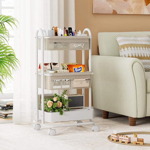 3 Modanais Baby Diaper Caddy Organizer Cart - Tier Rolling Storage Cart with Wheels, Baby Essentials Nursery Storage