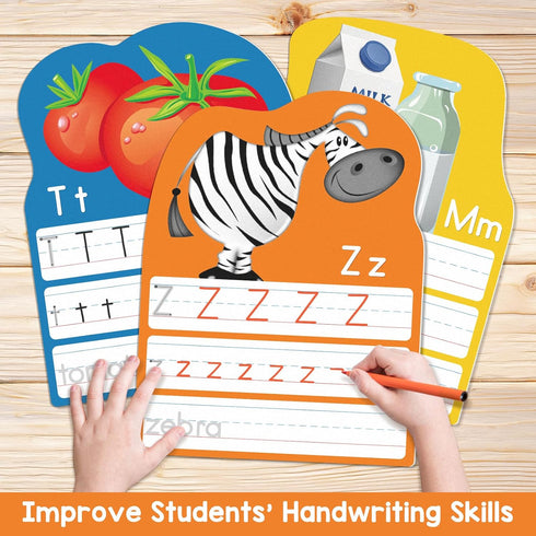 1-3, 13 26 Alphabet Writing Practice Cards, Handwriting Letter Educational for Kindergarten & Grade Double-Sided